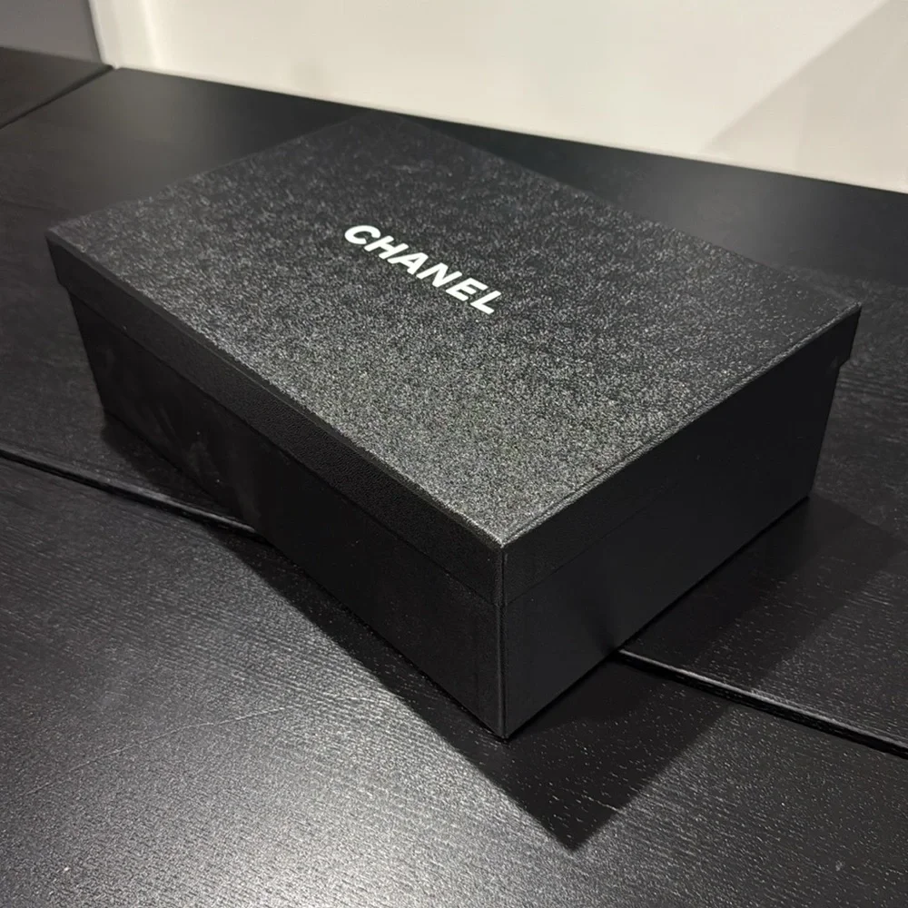 CHANEL Black Storage Box with White Logo